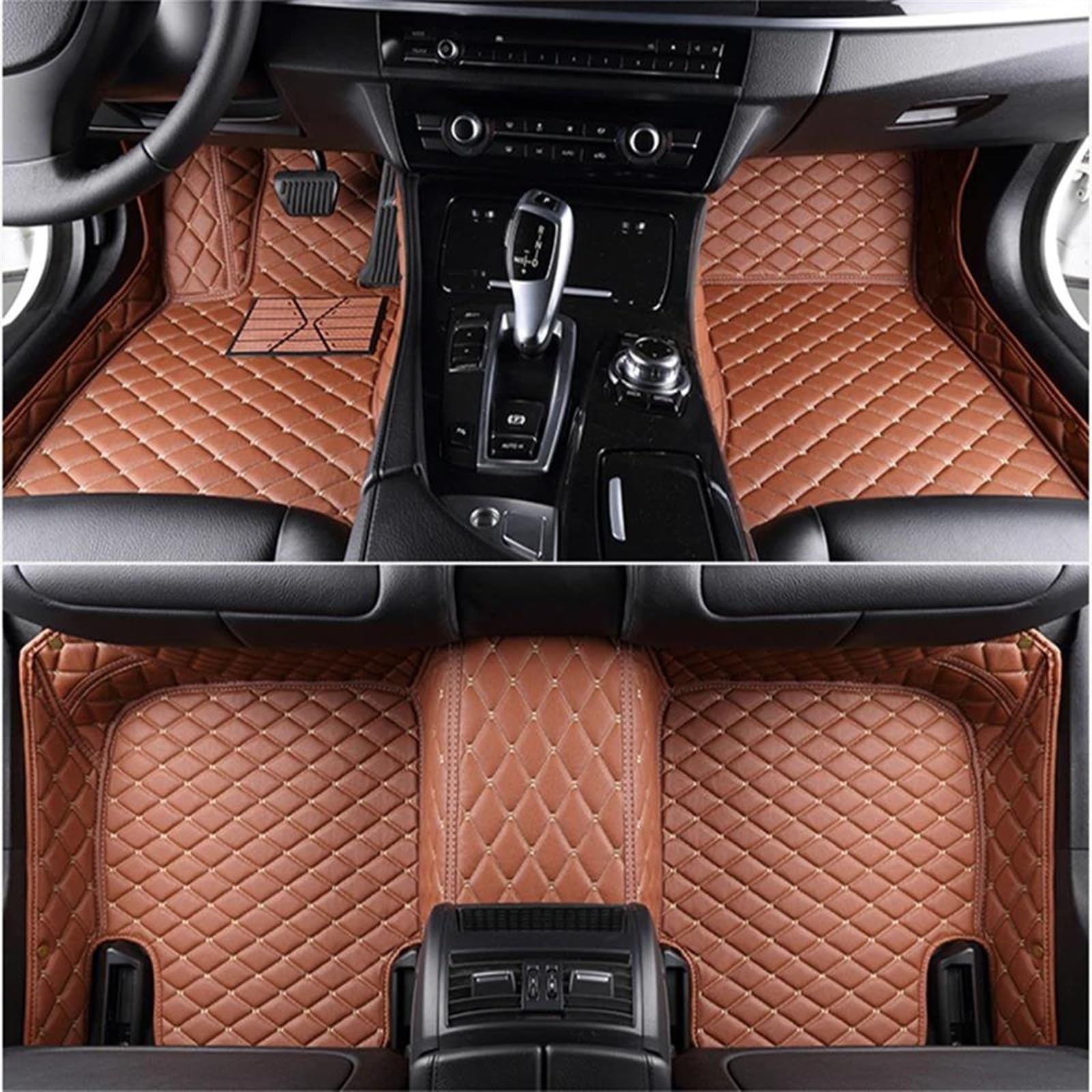 Antirutschmatten Für Mini Für Clubman F54 4 Türen 2016-2022 Jahre Auto Fußmatten Innendetails Auto Zubehör Anti-Slip Teppich Auto Fußmatten Set(Braun) von NYSQOFMB