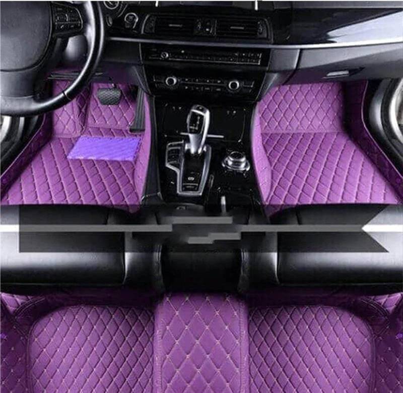 Antirutschmatten Für Skoda Für Kodiaq NS7 2017 2018 2019 2020 2021 2022 Leder Auto Boden Matte Teppiche Auto Innen Zubehör 7 Sitz Auto Fußmatten Set(LHD Purple) von NYSQOFMB