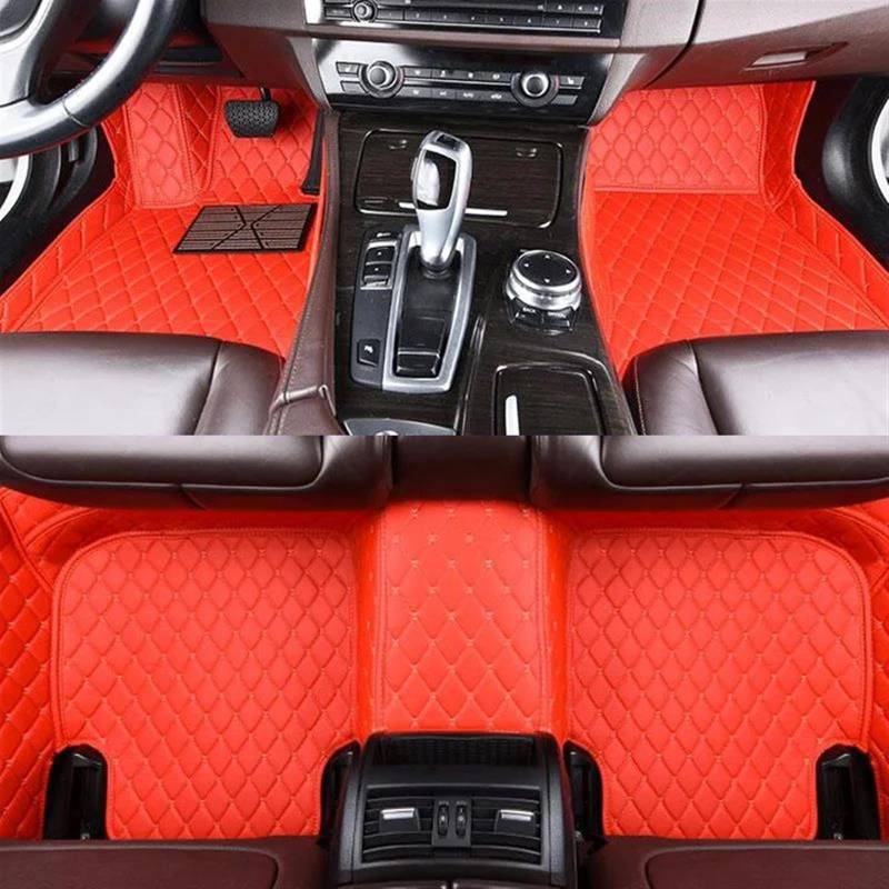 Antirutschmatten Für Toyota Für Fortuner 2018 7 Sitze Auto Boden Matte Leder Anti-Slip Teppich Fuß Pads Set Auto Innen Zubehör Auto Fußmatten Set(LHD-red) von NYSQOFMB