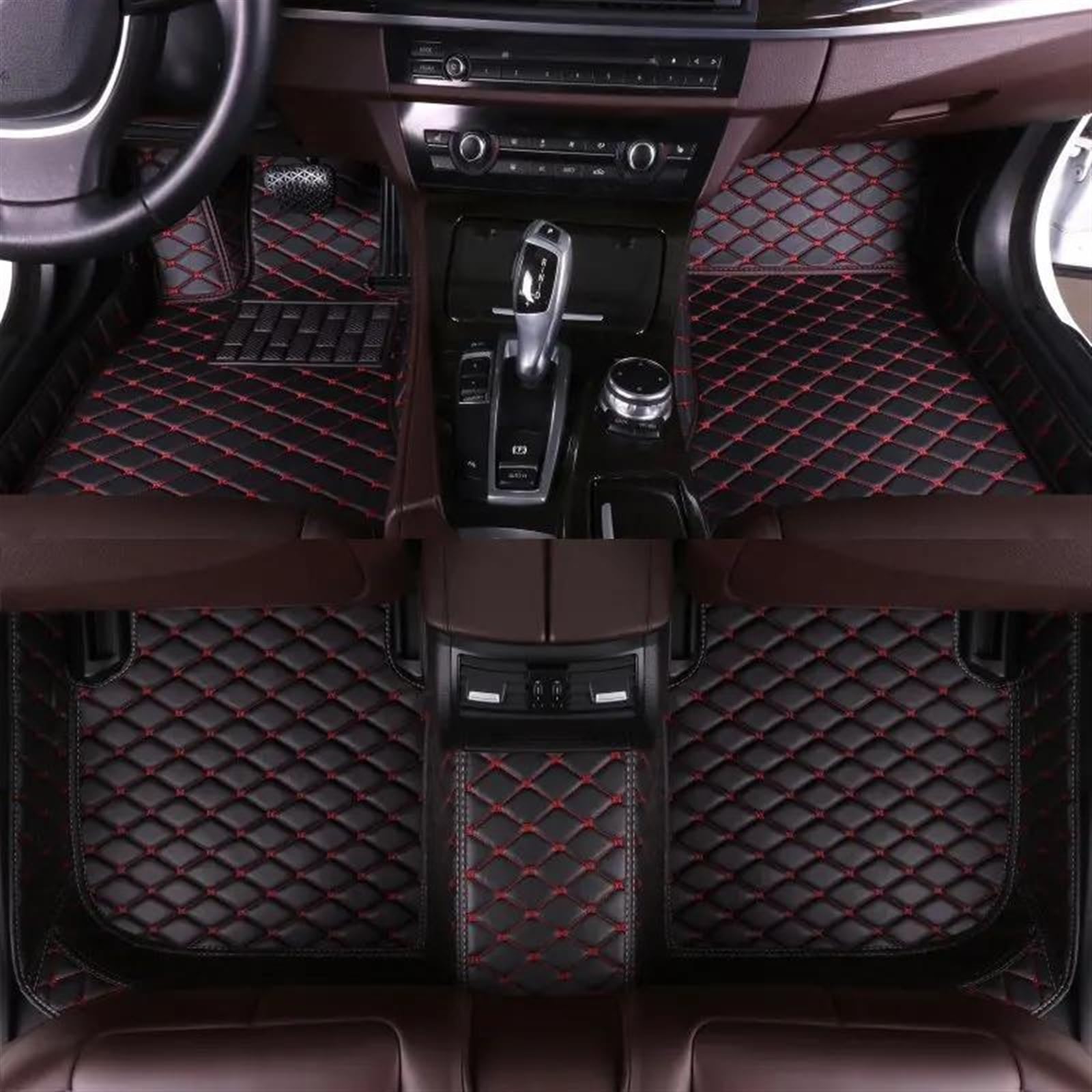 Antirutschmatten Für X3 E83 2006 2007 2008 2009 2010 Custom Car Bodenmatte Komplettset Leder Wasserdicht Zubehör Teppich Fußpolster Auto Fußmatten Set(Schwarz Rot) von NYSQOFMB