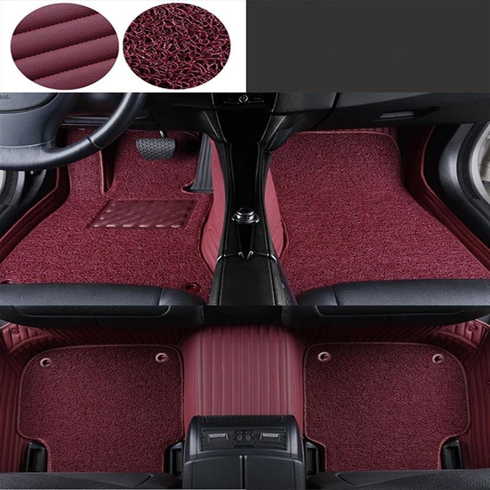 Antirutschmatten Für X5 E53 1999-2006 Jahr Zweischichtige Gestreifte PU-Leder-Auto-Bodenmatte Innendetails Autozubehör Teppich Auto Fußmatten Set(Style 7) von NYSQOFMB