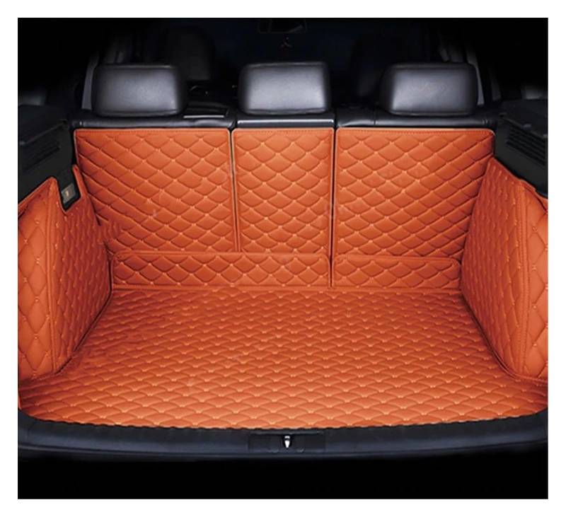 Auto Matten Für VW Für Sharan 7N 7seat 2010~2022 wasserdichte Carro Auto Kofferraum Matte Auto Innen Dekoration Auto Zubehör Kofferraumschutz Matte(Braun,Full Cover) von NYSQOFMB