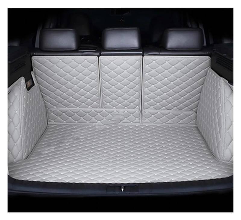 Auto Stamm Matten Für Q7 4L MK1 2006~2015 7 Sitz wasserdichte Auto Innen Trunk Fenster Pad Auto Stamm Lagerung Pad Auto Zubehör Kofferraumschutz Matte(Hellgrau,Full Cover) von NYSQOFMB