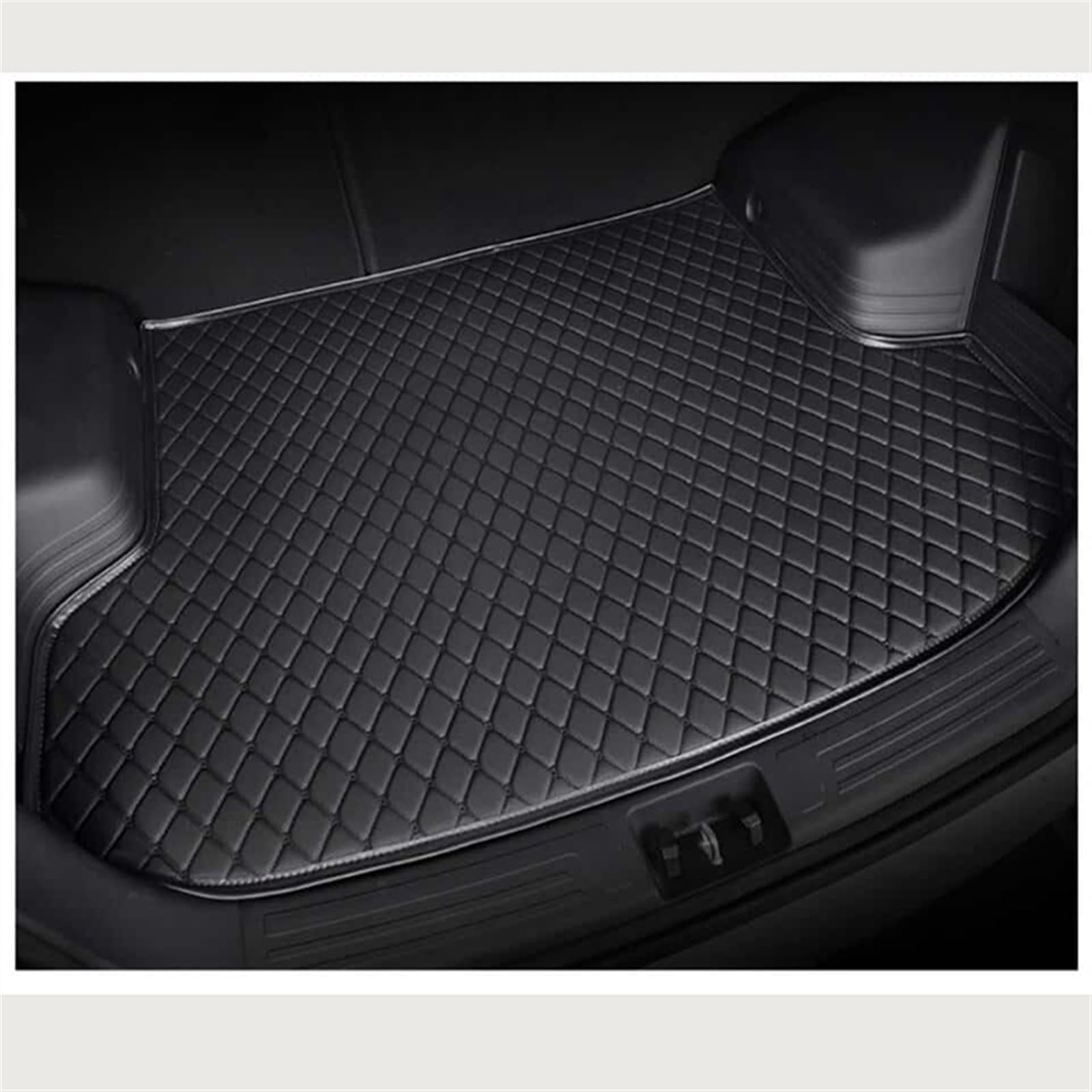 Benutzerdefinierte Leder Kofferraum Matten Für Nissan Für Murano 2003-2023 Matte Auto Kofferraum Abdeckung Teppiche Auto Boot Liner Matte Kofferraumschutz Matte(All Black Stitching) von NYSQOFMB