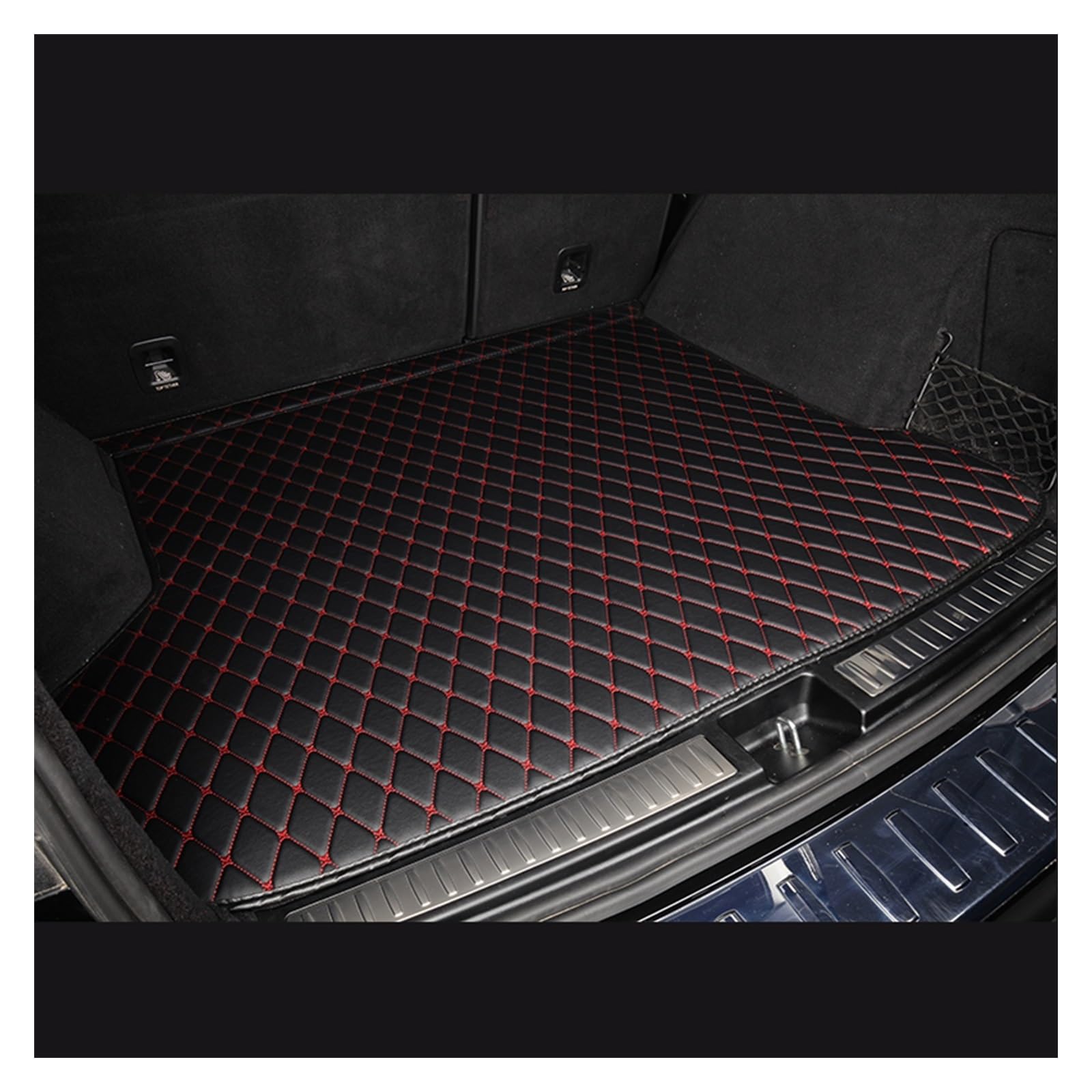 Custom Car Boot Carpet Fit Für Genesis Für G70 2017 2018 2019 2020 2021 2022 2023 Auto Stamm Matten Auto Zubehör Cargo-Liner Pads Kofferraumschutz Matte(Schwarz Rot) von NYSQOFMB