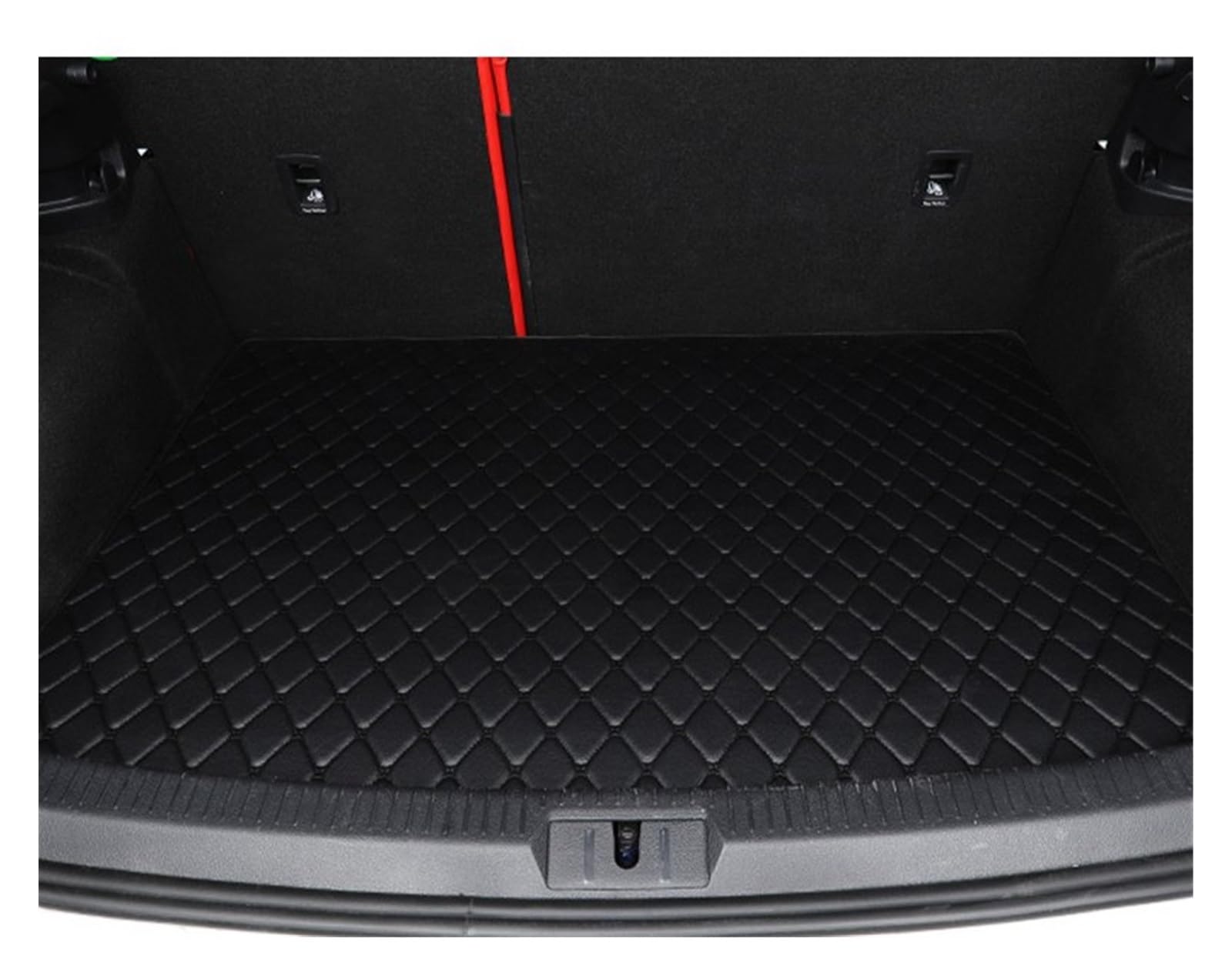 Kofferraum Matte Für Peugeot Für 408 2010 2011 2012 2013 Custom Car Zubehör Auto Innen Dekoration Cargo-Mat Teppich Kofferraumschutz Matte(Schwarz,with Plate) von NYSQOFMB