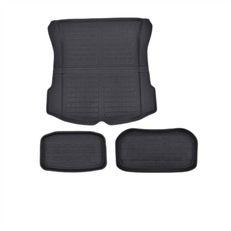 Kofferraum Vorne Und Fracht Langlebige Matte Auto Zubehör Für Tesla Modell 3 Schwarz Thermoplastisches Elastomer Änderung Pad Auto Zubehör Kofferraumschutz Matte(MODEL3 3PCS) von NYSQOFMB