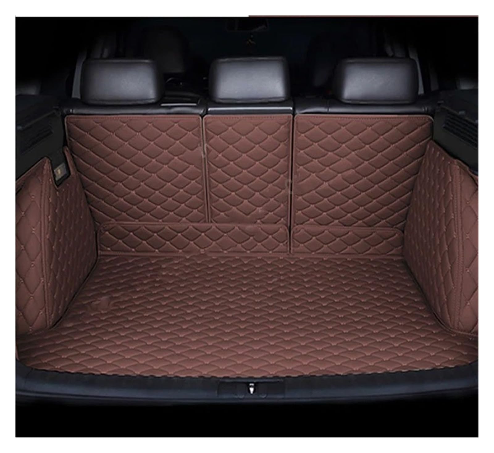 Kofferraummatte Für Q7 4L MK1 2006~2015 5 Sitze wasserdichte Schutzpolster Ledermatte Auto-Fußmatten Matte Autozubehör Kofferraumschutz Matte(D Brown,Full Cover) von NYSQOFMB