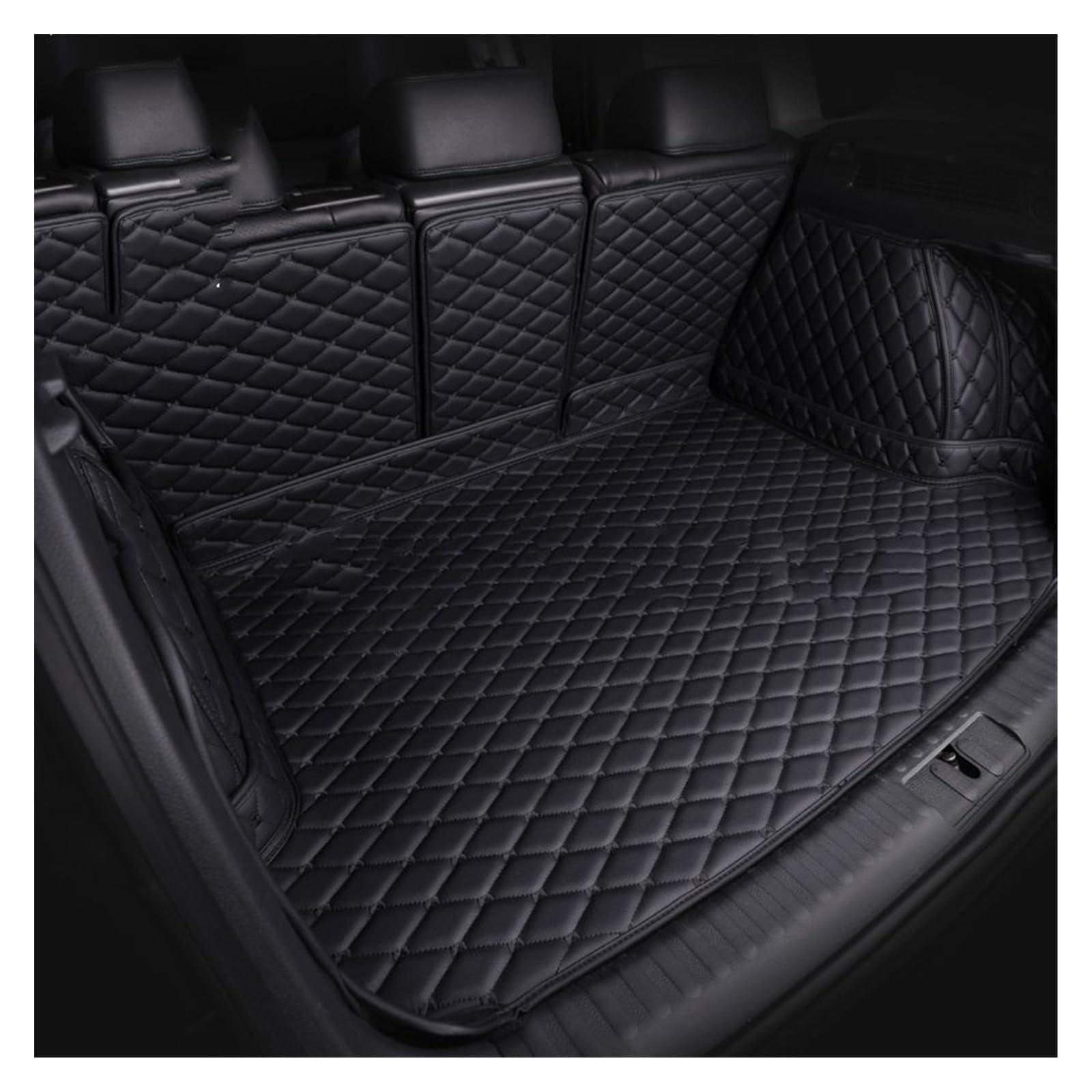 Kofferraummatten Aus Ledermaterial Für A4 B8 Avant 2007-2016 2011 2012 2013 2014 2015 2016 Allroad Cargo Mat Zubehör Kofferraumschutz Matte(Schwarz Schwarz,5 Pcs) von NYSQOFMB