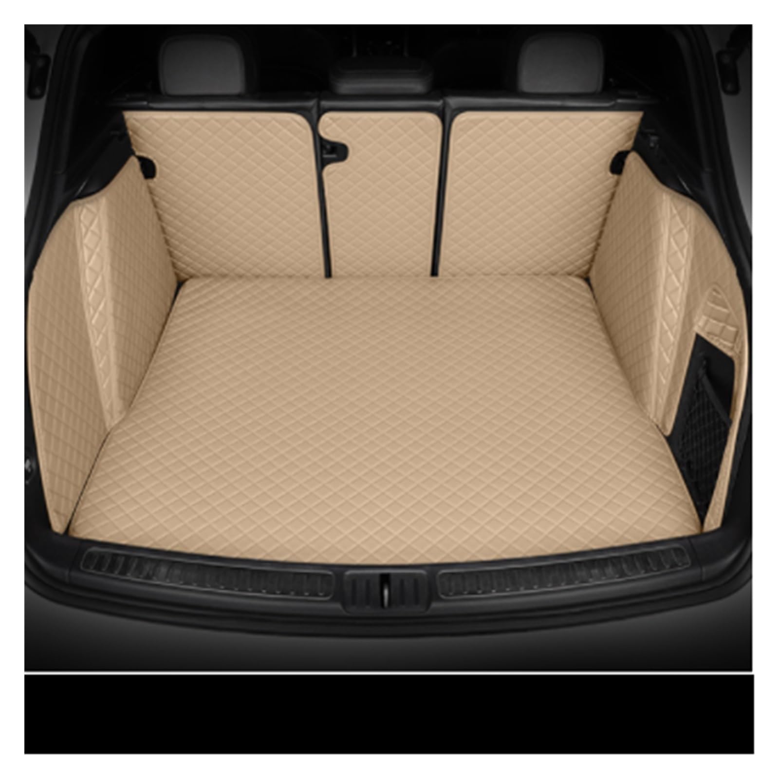 Leder-Innenteile, Maßgeschneiderte Kofferraummatten Für VW Für Golf 7 MK4 2012 2015 Teppich Polster Zubehör Kofferraumschutz Matte(Beige,Full Cover) von NYSQOFMB