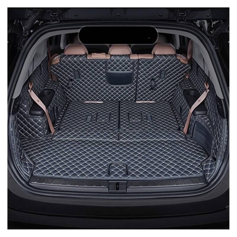 Leder Kofferraum Matte Für Cadillac SRX 2010-2016 Cargo Liner Zubehör Innen Boot Kofferraumschutz Matte(Schwarzbeige) von NYSQOFMB