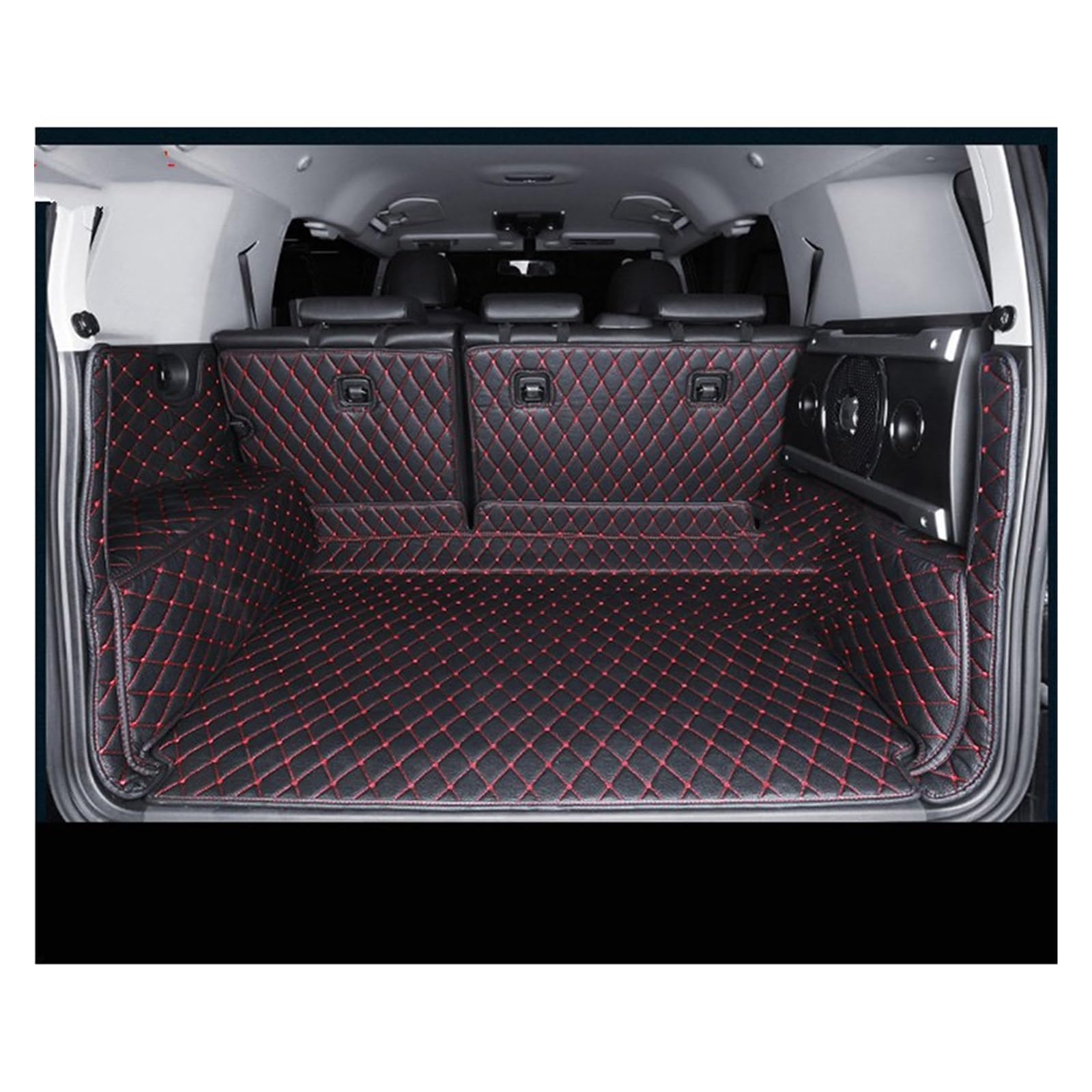 Leder Kofferraummatte Cargo Mat Für Toyota Für FJ Für Cruiser 2008 2009 2010 2011 2012 2013 2014 2015 2016 2017 2018 2019 Kofferraumschutz Matte(Black Red Wire) von NYSQOFMB