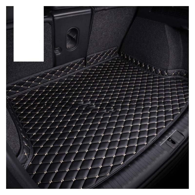 Leder Material Kofferraum Matten Für Nissan Für X-Trail T31 2014 2015 2016 2017 2018 2019 2020 5 Sitze Cargo-Mat Zubehör Kofferraumschutz Matte(Black Gold,1 Stück) von NYSQOFMB