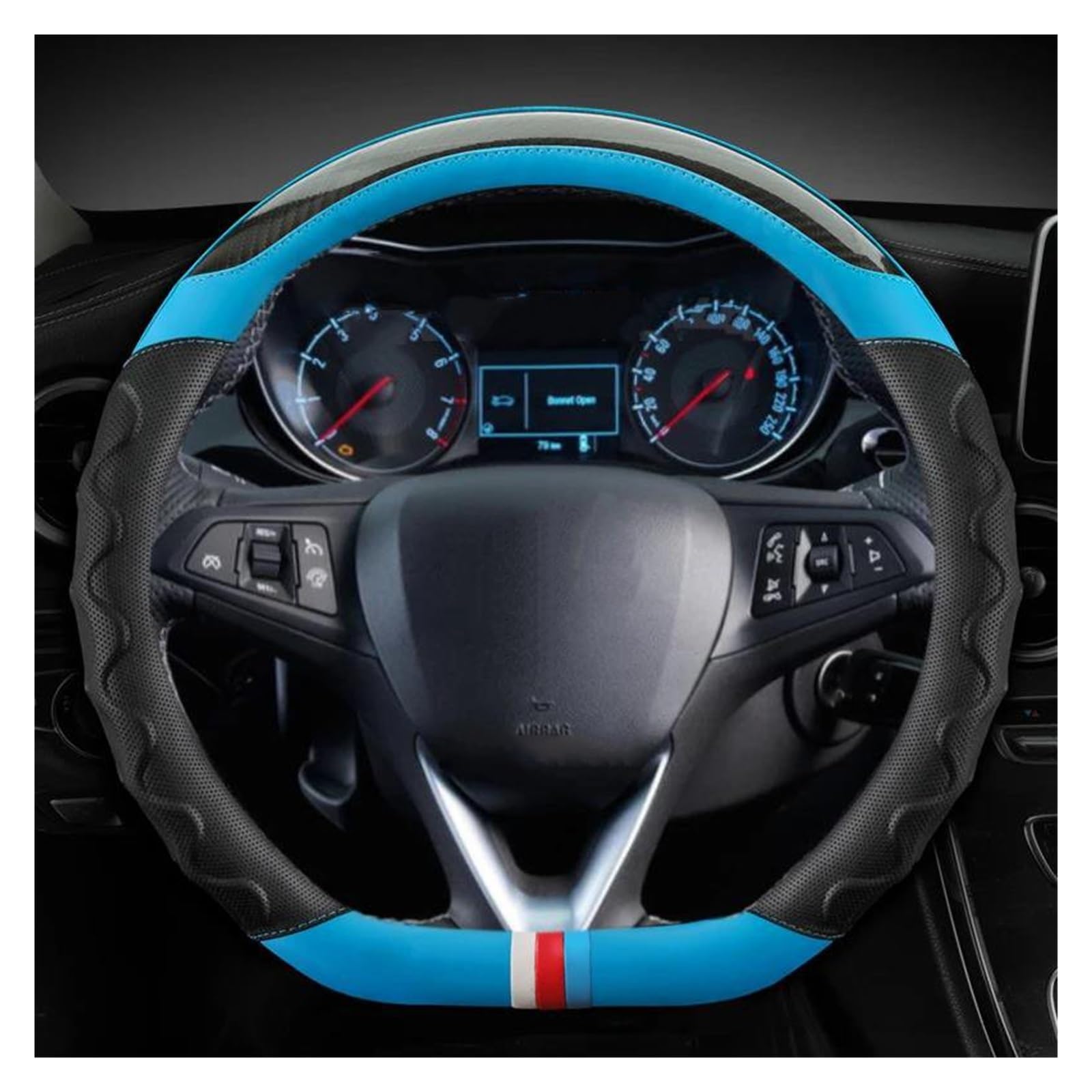 Lenkradbezug Auto Auto Lenkrad Abdeckung D Form Leder Für Opel Für Astra 2015-2021 Für Grandland X Für Insignia CT 2017-2022 Lenkradabdeckung(Blau) von NYSQOFMB