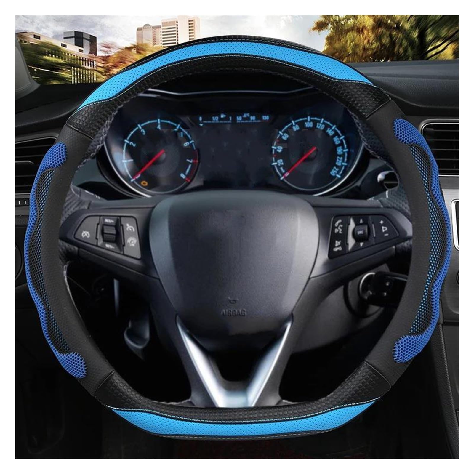 Lenkradbezug Auto Auto-Lenkradabdeckung für Opel für Astra (K) für Grandland X für Insignia 2017–2022 Lenkradabdeckung(Blue D) von NYSQOFMB