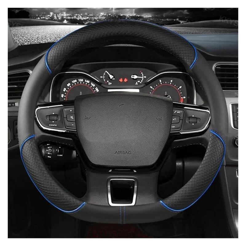 Lenkradbezug Auto Auto Lenkräder Abdeckung Leder 38 cm 15 "Für Citroen C2 C4L C5 Für C-Elysee Für C-Triomphe C1 C4 C3-XR C3 Für AIRCROSS Lenkradabdeckung(Blue D) von NYSQOFMB