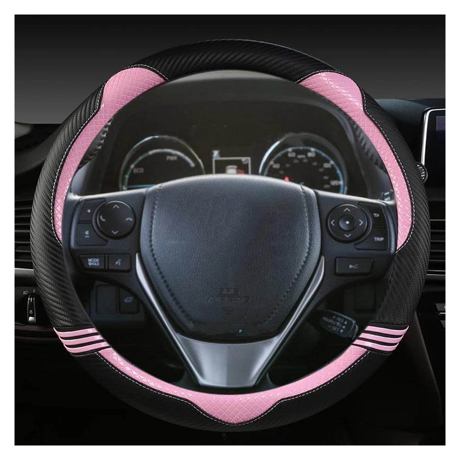 Lenkradbezug Auto Carbon Faser Leder Auto Lenkrad Abdeckung Für Toyota E'Z Für Scion iM 2016 Für Auris 2013-2016 Lenkradabdeckung(Pink) von NYSQOFMB