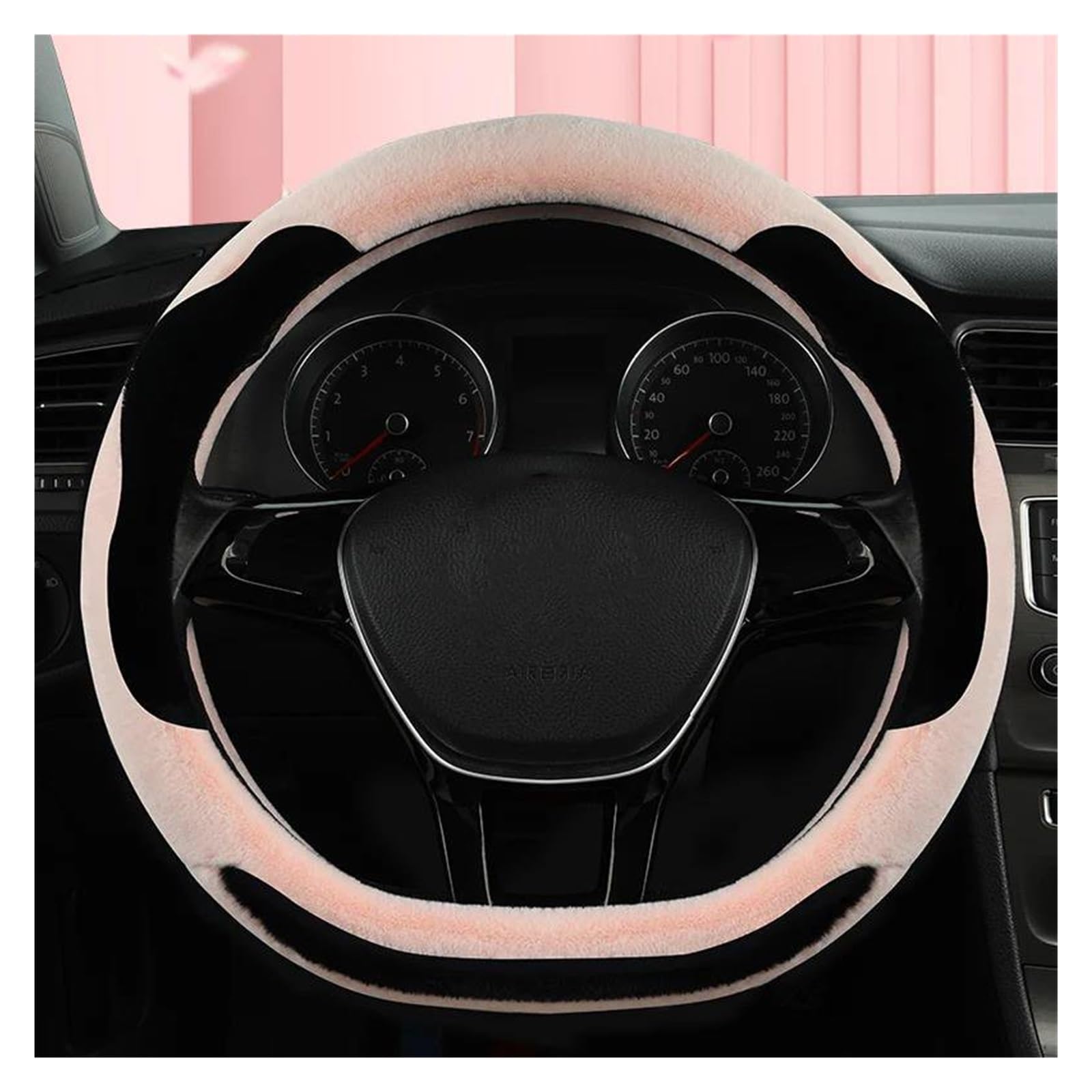 Lenkradbezug Auto Winter Plüsch D Form Auto Lenkrad Abdeckung Für VW Für Jetta 6 2017-2021 Für Santana 2016-2021 Lenkradabdeckung(PINK) von NYSQOFMB