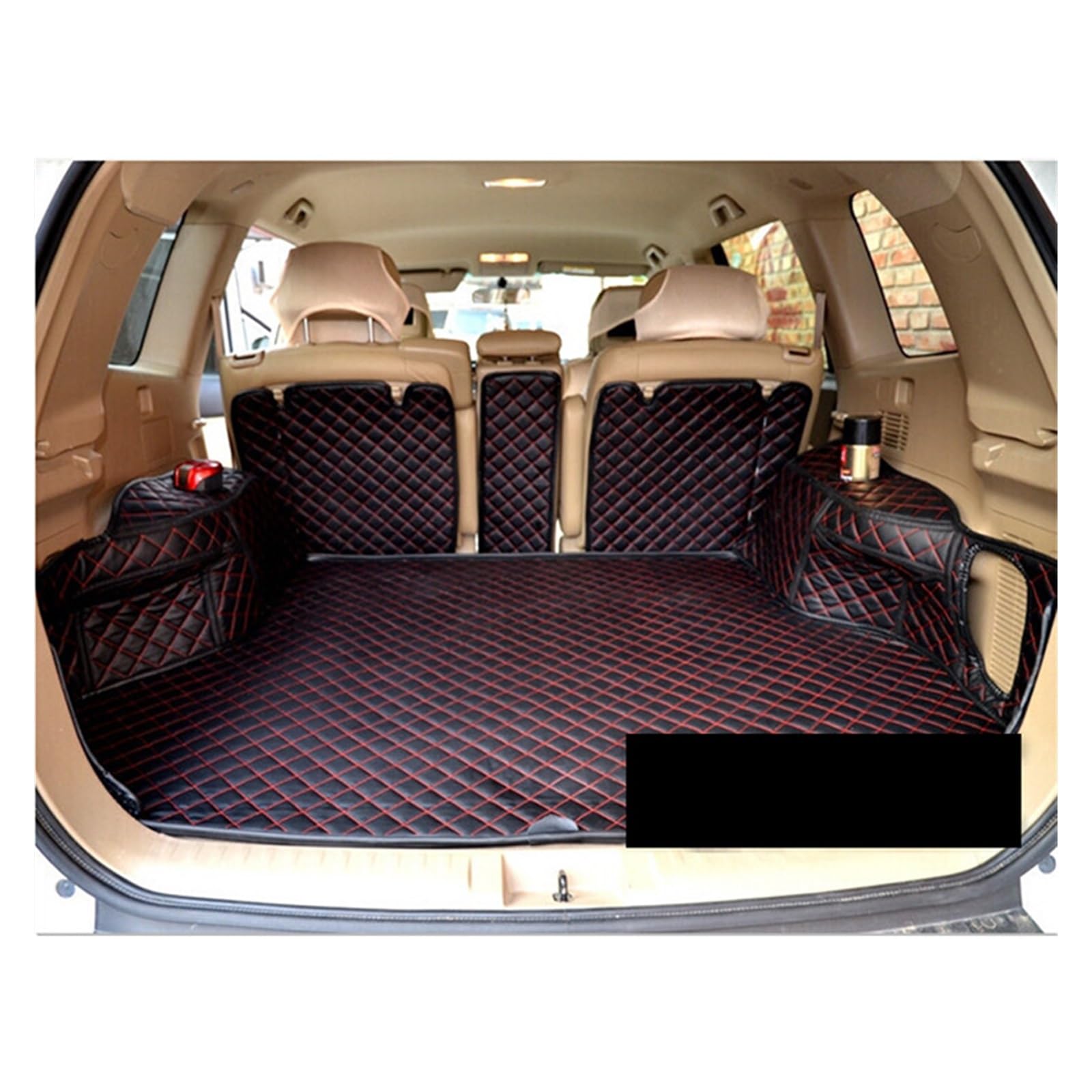 Spezielle Kofferraummatten Für Toyota Für Highlander 5 Sitze 2013–2007 Langlebige Kofferraumteppiche Cargo-Liner-Matten Kofferraumschutz Matte(Black with red2) von NYSQOFMB