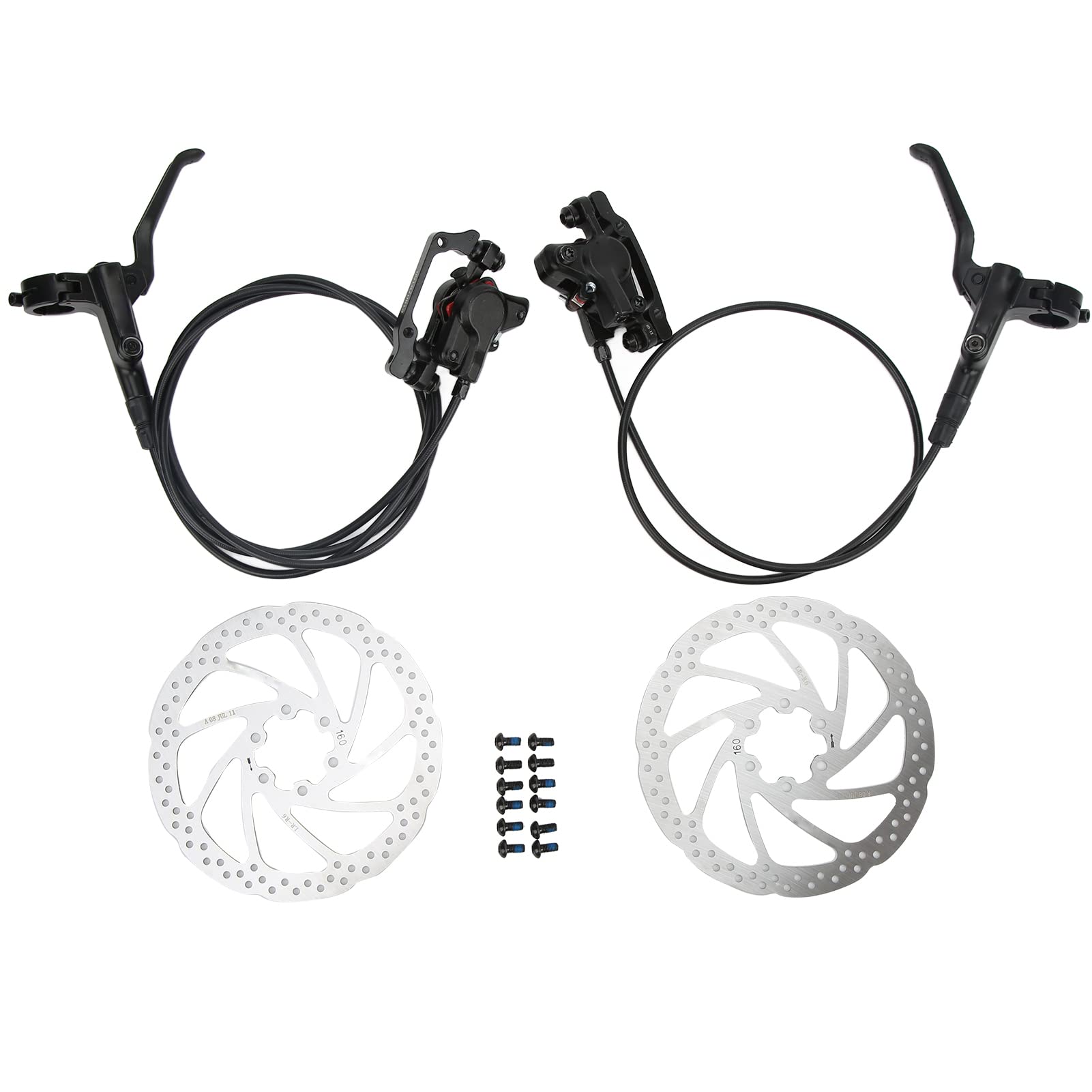 Hydraulisches Scheibenbremsen-Set, Doppelkolben, universell, mit 2 Scheiben, 160 mm vorne und hinten, Öldruck aus Aluminiumlegierung, für Road Mountain von NYSUZHOUJI