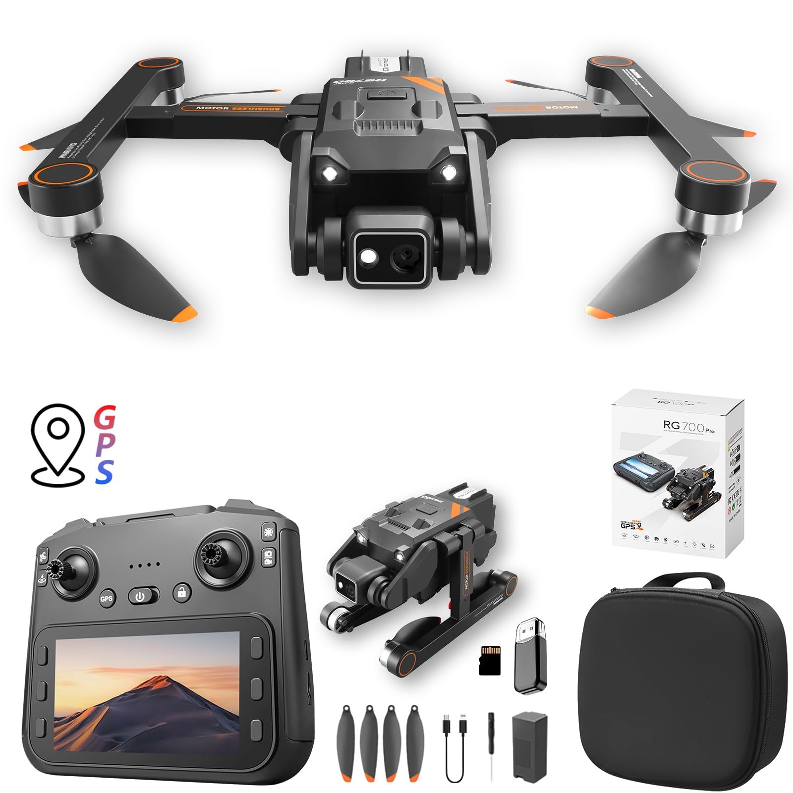 Drohne mit Kamera GPS-Drohne mit 5,9-Zoll-Bildschirm, Fernbedienung, bürstenloser Motor, 5G-Drohnen mit Karte, RC-Quadcopter, Höhenhaltung, Hindernisvermeidung für Kinder und Erwachsene von NZDFH