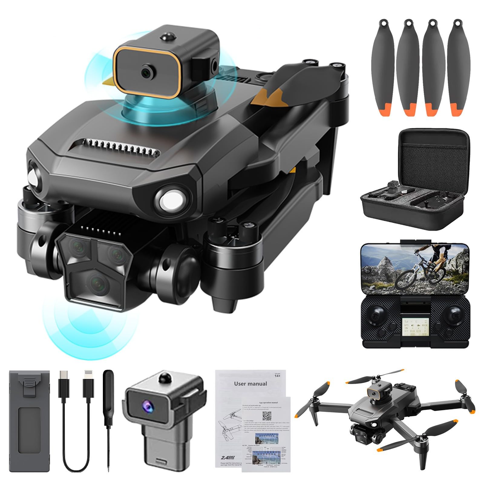 GPS Drohne mit Kamera 4K für Erwachsene, RC-Quadrocopter mit Automatischer Rückkehr, Follow-Me-Funktion, Bürstenloser Motor, Flugroute, Höhenhaltung, Headless-Modus von NZDFH