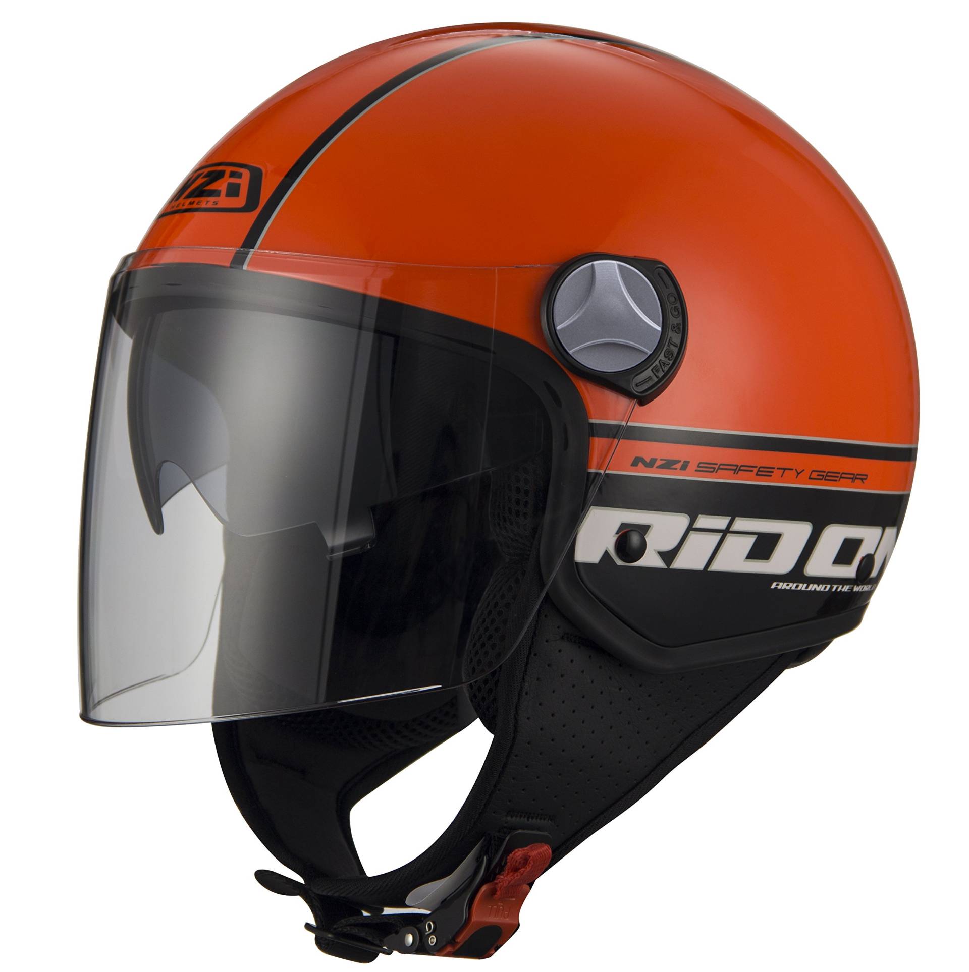 NZI Capital2 Duo Offenes Gesicht Motorradhelm, Glanz Rid On Orange Schwarz, Größe S von NZI