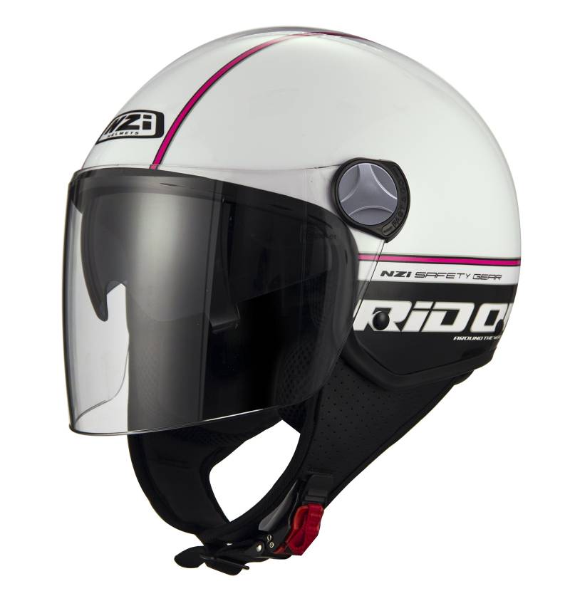 NZI Capital2 Duo Offenes Gesicht Motorradhelm, Glanz Rid On Weiß Rosa, Größe XS von NZI