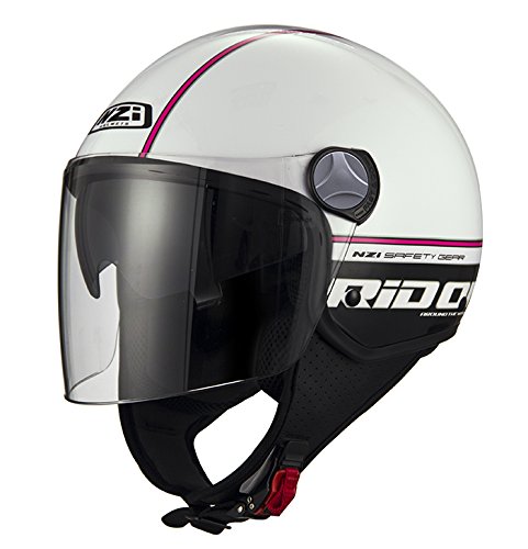 NZI Capital2 Duo Offenes Gesicht Motorradhelm, Glanz Rid On Weiß Rosa, Größe XL von NZI