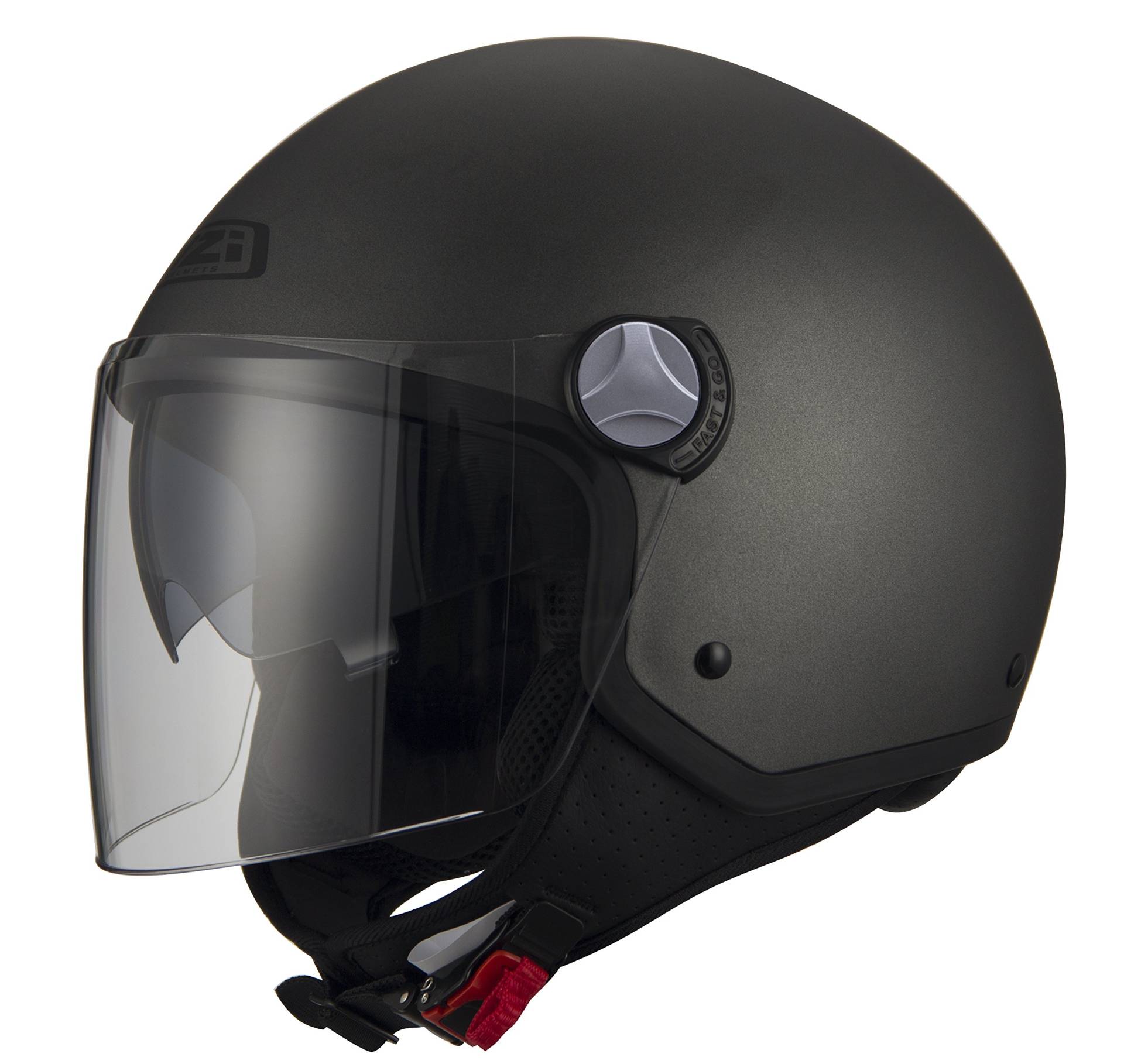 NZI Herren 150279G051L Capital2 Duo Offenes Gesicht Motorradhelm(Matt Antrazit, Groß) von NZI