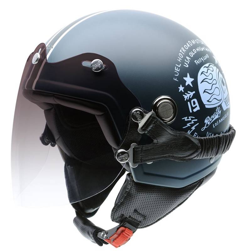 NZI Motorradhelm, Mehrfarbig Tonup Visor Route 66, 57 von NZI