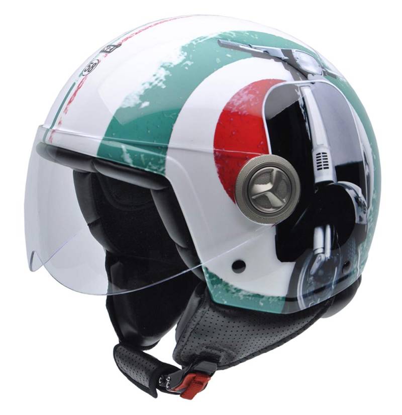 NZI Motorradhelm S, Italienische Flagge mit Vespa von NZI