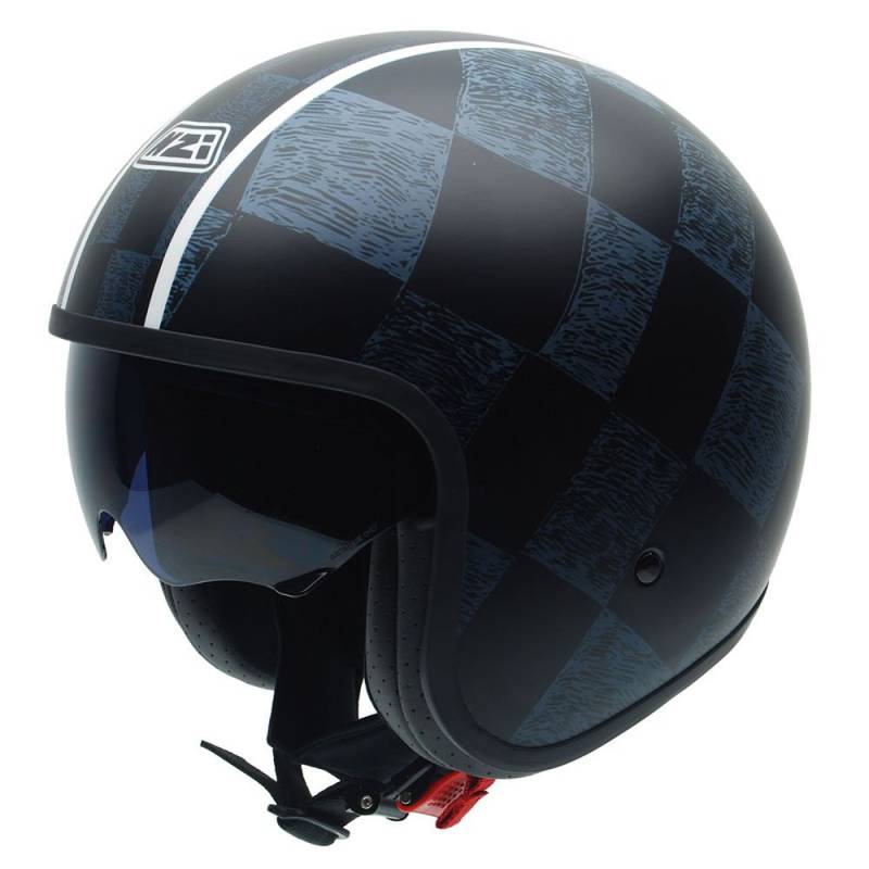 NZI Rolling Graphics Motorradhelm, Blaue und Schwarze Gitter, 54 von NZI