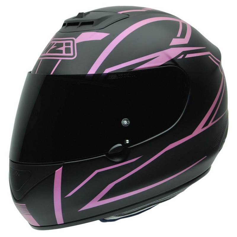 NZI Spyder V Graphics Outline Lady Motorradhelm, Schwarz/Rosa, 55-56 cm von NZI