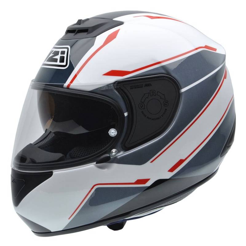 NZI Spyder V Graphics Route Motorradhelm, Grau/Weiß/Rot/Schwarz, 58-59 cm von NZI