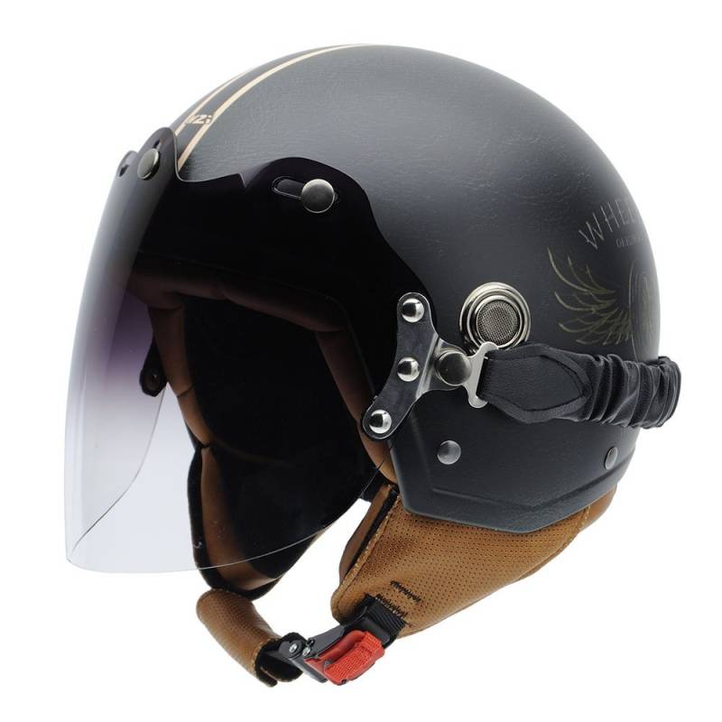 NZI Tonup Visor Grafik Offenes Gesicht Motorradhelm, Matt Steelwheels, Größe S von NZI