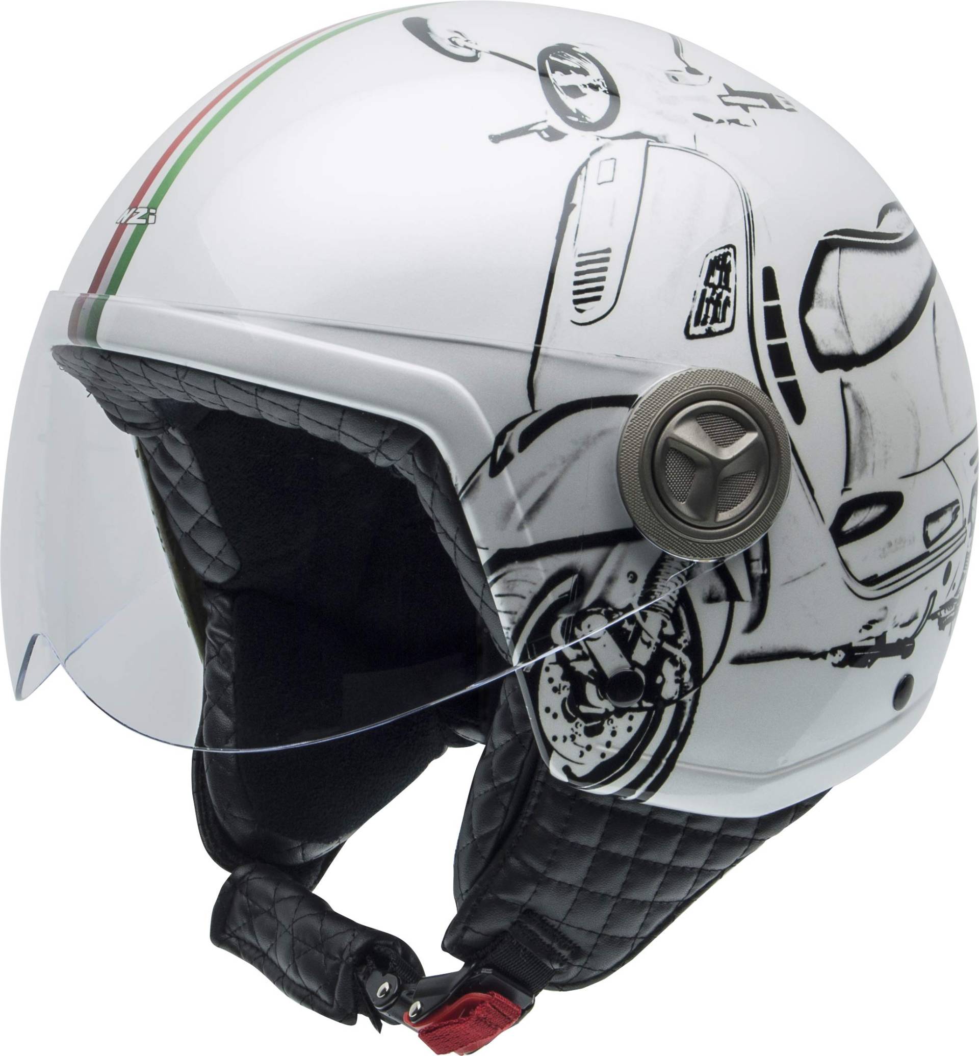 NZI Zeta Grafik Offenes Gesicht Motorradhelm, Glanz W-Vespa Turia, Größe XXS von NZI