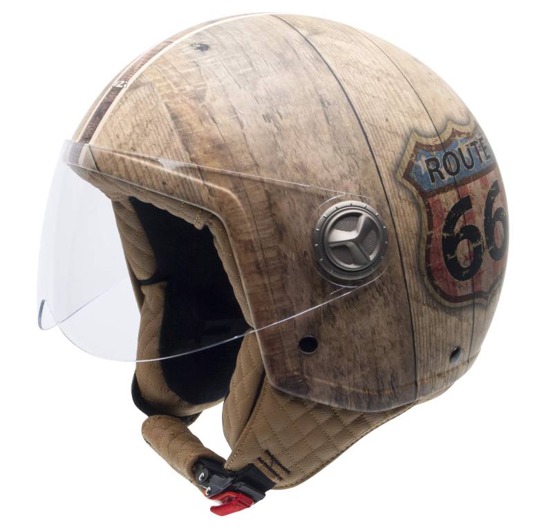 NZI Zeta Grafik Offenes Gesicht Motorradhelm, Matt Plank, Größe L von NZI