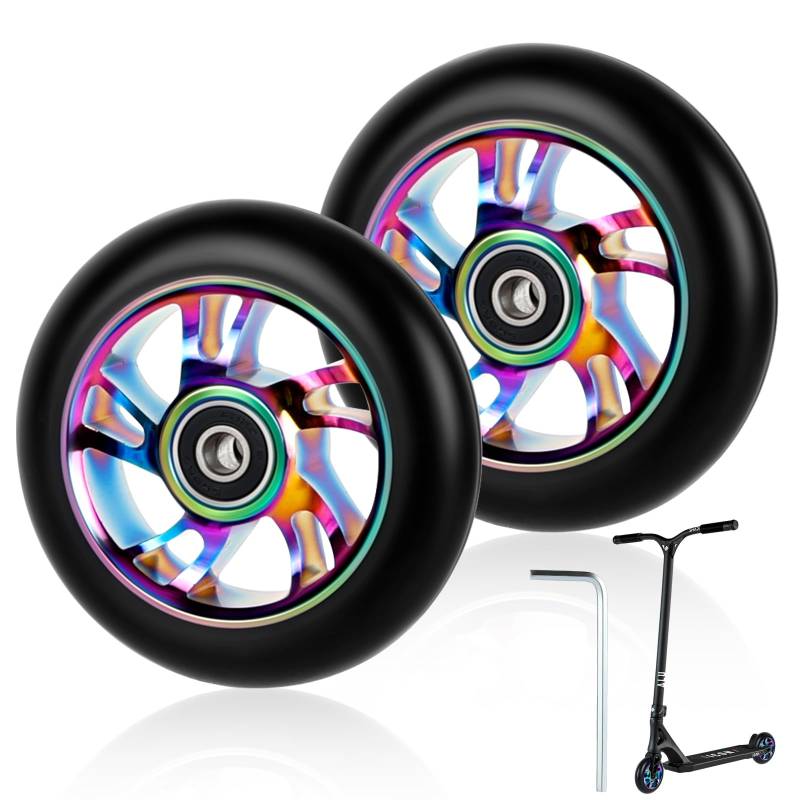 Ersatzräder für Scooter 110mm -2 Stück Stunt Scooter Rollen88A mit ABEC-9 Inklusive 5mm Innensechskantschlüssel Aluminium Stunt Scooter Rollen für Meisten Stuntscooter & Kickscooter von NZZVNZ