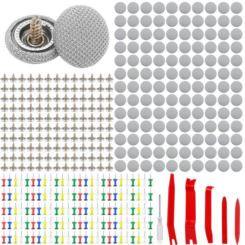 NZZVNZ 130 Stück Dachhimmel Reparatur Set, Universal Auto Reparatur Nieten Dach KFZ Nieten mit Stecknadeln Autohimmel Reparatur Set Schraubendreher Maßband und Werkzeug für Mehrheit Auto von NZZVNZ