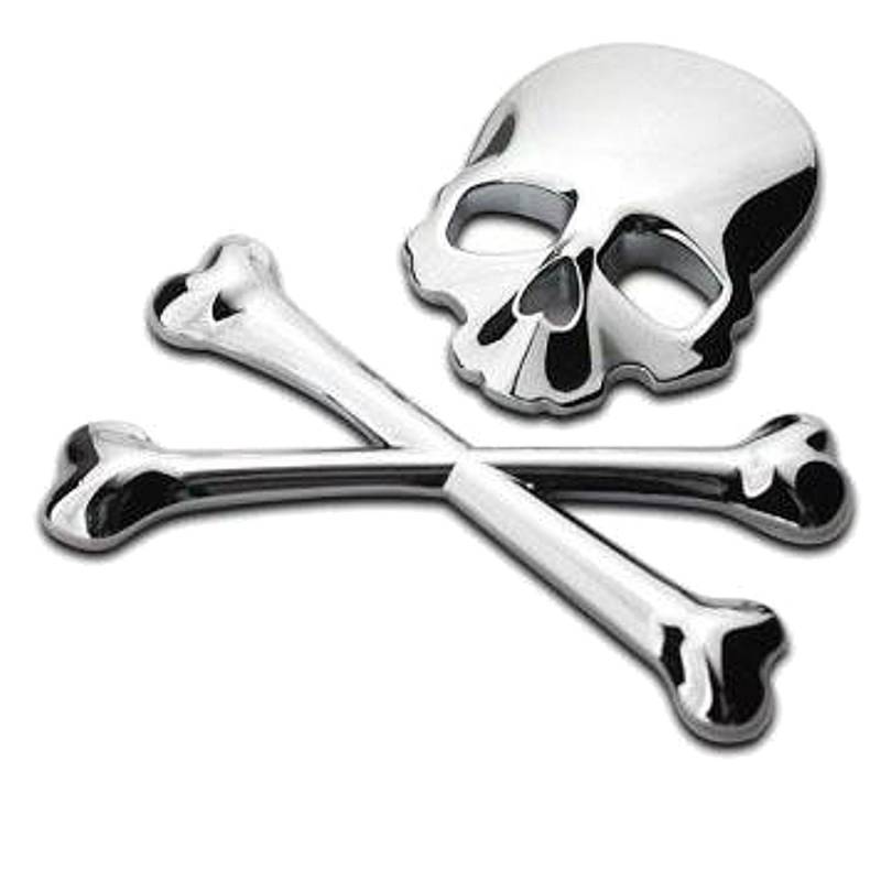 NaFetz Metall Totenkopf Knochen 3D Aufkleber Skull Auto Motorrad Roller PKW Sticker Emblem (Silber) von NaFetz