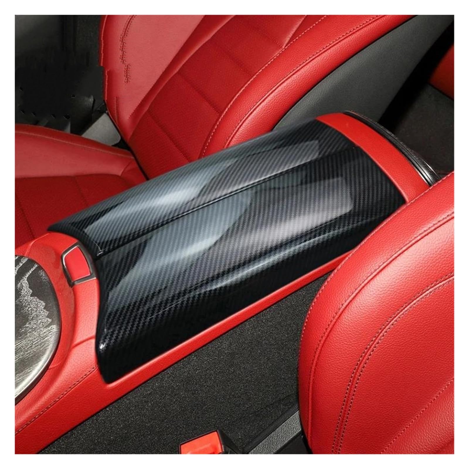 Kfz Mittelkonsolen Trim Für Benz Für E Klasse W213 2016 2017-2023 Auto Styling Center Konsole Aufräumen Armlehne Box Wasser Tasse Auto Panel Abdeckung Aufkleber Trim(A Carbon Fiber Color) von NaNMiBHd