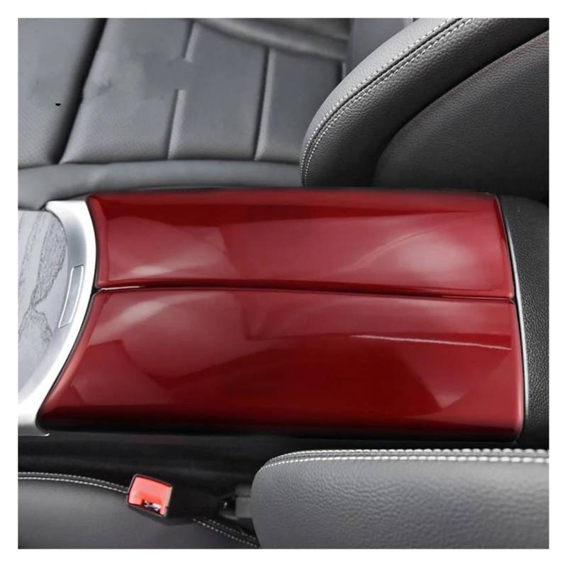 Kfz Mittelkonsolen Trim Für Benz Für E Klasse W213 2016 2017-2023 Auto Styling Center Konsole Aufräumen Armlehne Box Wasser Tasse Auto Panel Abdeckung Aufkleber Trim(A Model Red) von NaNMiBHd