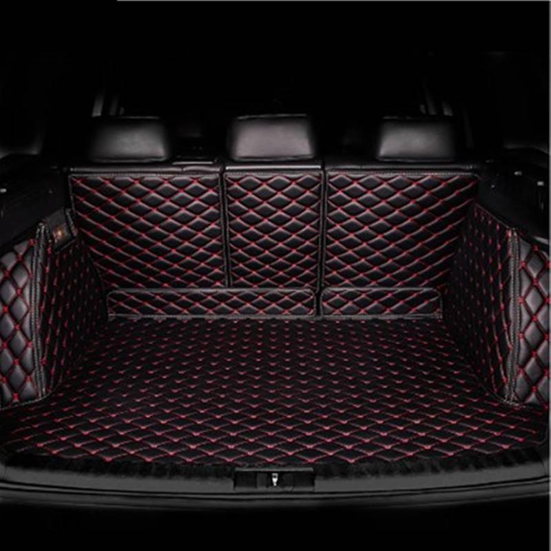 Kofferraum Schutzmatte Auto-Kofferraum-Matten Teppiche Cargo-Liner Teppiche Abdeckung Für Volvo Für XC60 2009 2010 2011 2012 2013 2014 2015 Kofferraummatte(Black red) von NaNMiBHd