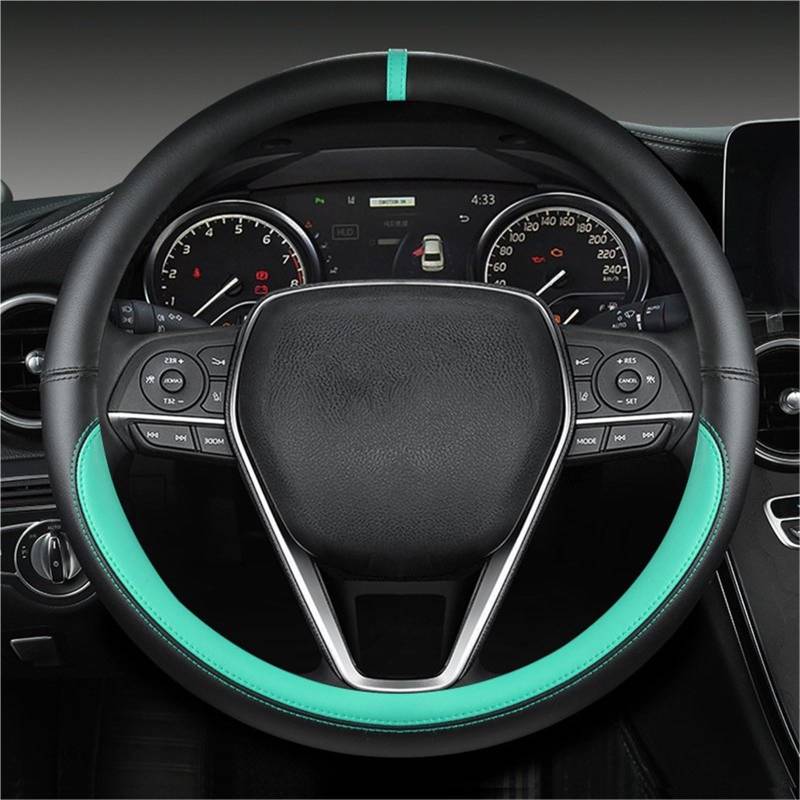 Lenkradabdeckung Auto Lenkrad Abdeckung 38cm Leder Auto Zubehör Für Toyota Für Corolla Für Avensis Für Yaris Für Auris 2015 Für Camry Für CH-R 2021 Lenkradbezug(Green) von NaNMiBHd