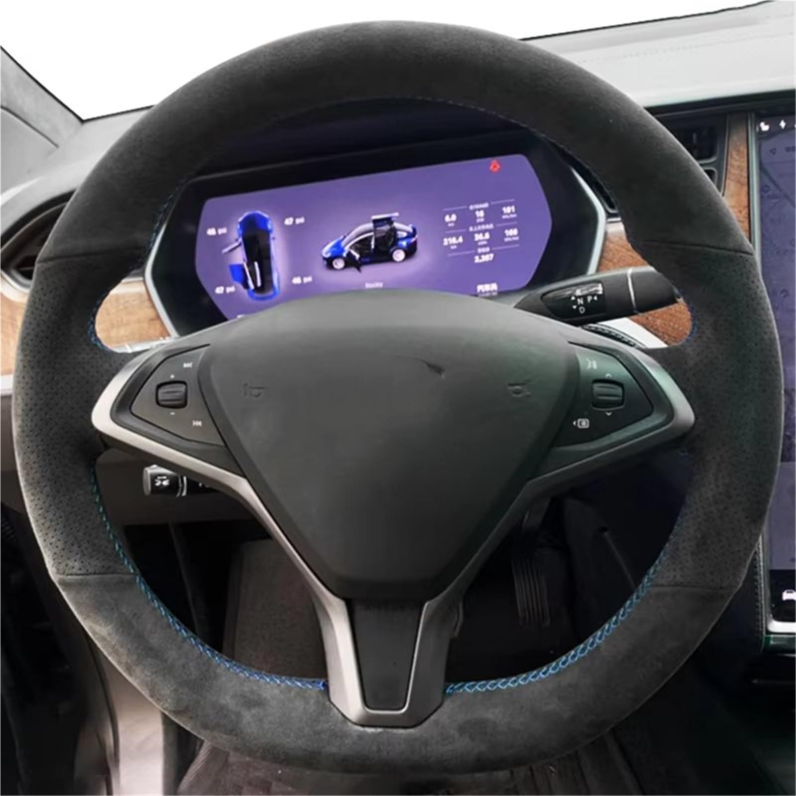 Lenkradabdeckung Auto-Lenkrad-Abdeckung Leder-Lenkrad-Abdeckung Wrap Auto-Innenraum Für Tesla Für Modell Für S 2009–2018 Für Modell Für X 2012–2015 2016 2017 2018 Lenkradbezug(Brown Thread) von NaNMiBHd