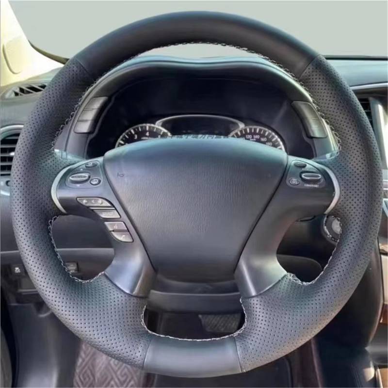 Lenkradabdeckung Auto Lenkrad Abdeckung Leder Zubehör Für Infiniti Für JX35 Für M35 Für M25 Für M56 Für Q70 Für QX60 Lenkradbezug(Blue Thread) von NaNMiBHd