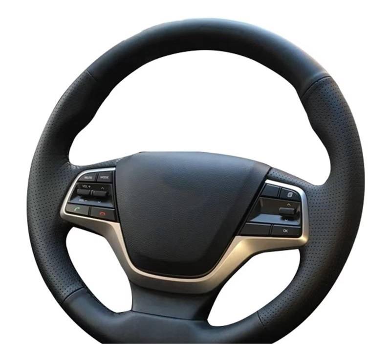 Lenkradabdeckung Auto Lenkrad Abdeckung Nicht-Slip Braid Leder Für Hyundai Für Elantra 4 2016-2019 Für Solaris 2017-2019 Für Accent 2018-2019 Lenkradbezug(White Thread) von NaNMiBHd