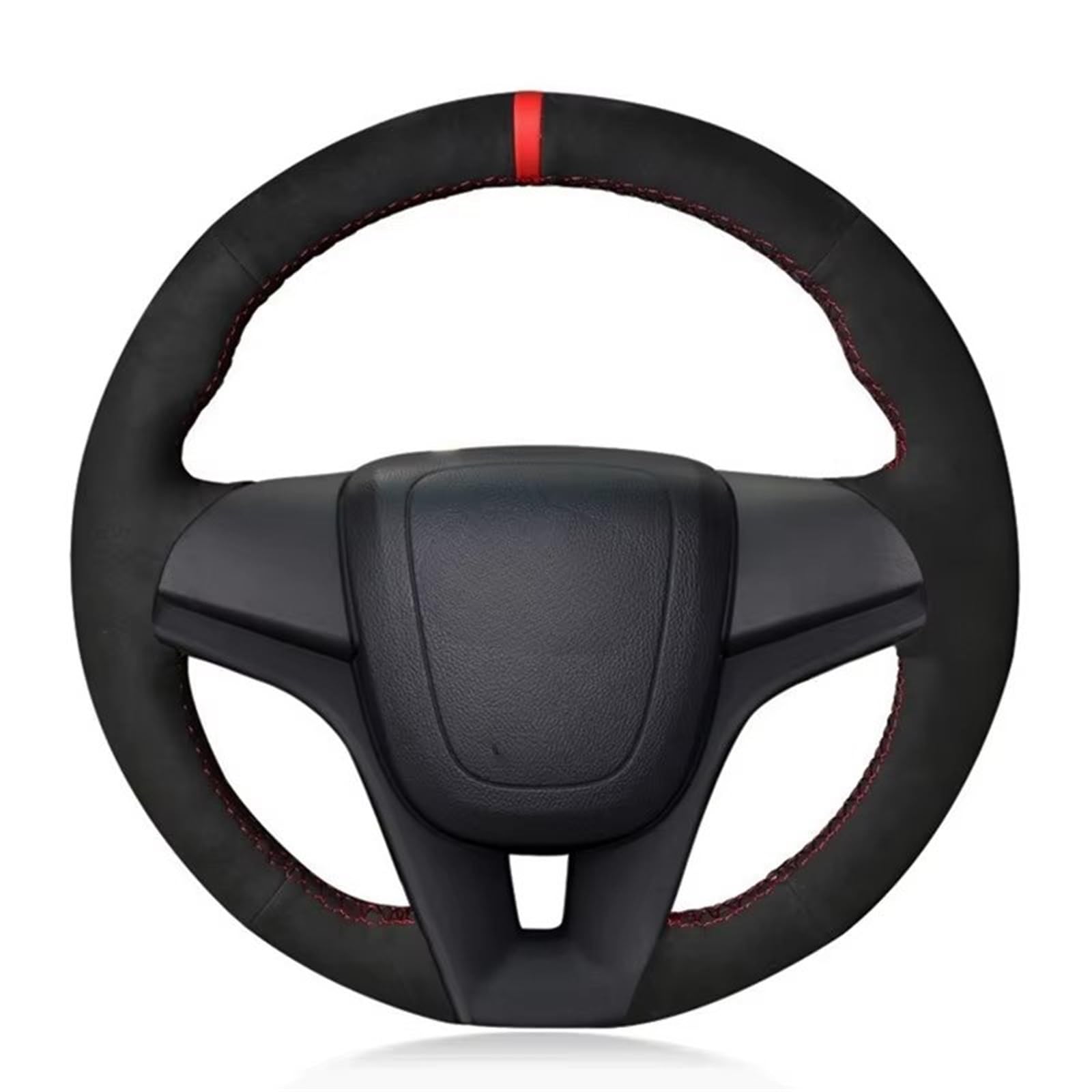 Lenkradabdeckung Auto-Lenkradbezug Aus Schwarzem Leder Und Wildleder Bequem Für Chevrolet Für Cruze 2009–2014 Für Aveo 2011–2014 Für Orlando 2010–2012 2013 2014 2015 Lenkradbezug(Black Thread) von NaNMiBHd