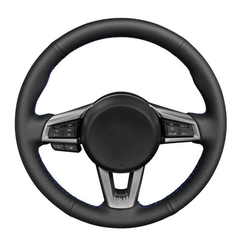 Lenkradabdeckung Auto-Lenkradbezug Handgenäht Weiches Schwarzes Leder Für Mazda Für MX5 Für MX-5 2016 2017 2018 2019 2020 Lenkradbezug(Orange Thread) von NaNMiBHd